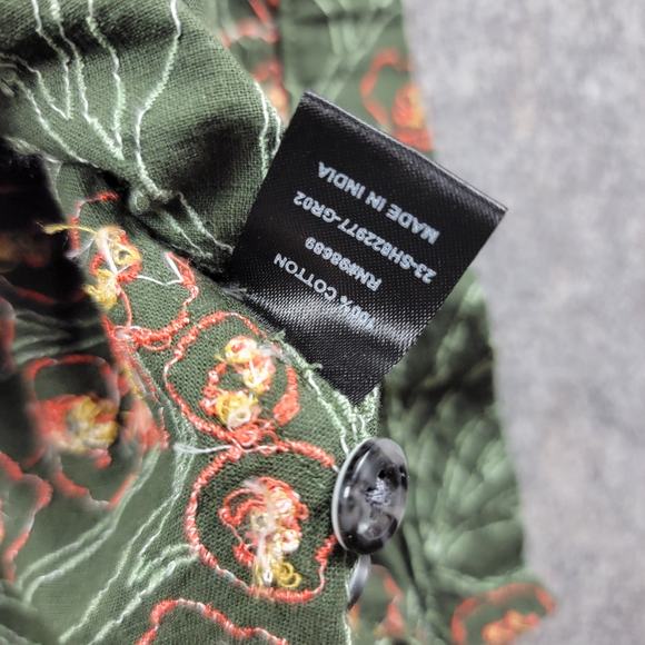 Todd Snyder Embroidered Floral Camp Shirt size M Olive Green Short Sleeve NWT - Picture 11 of 12